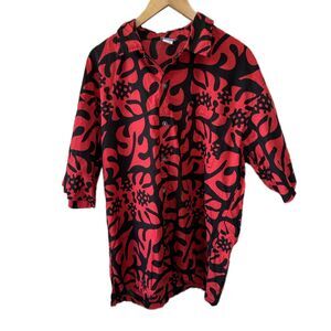 Da Edge 100% Cotton Hawaiian Quilt Pattern Tropical Leaves Button Down Shirt 2XL